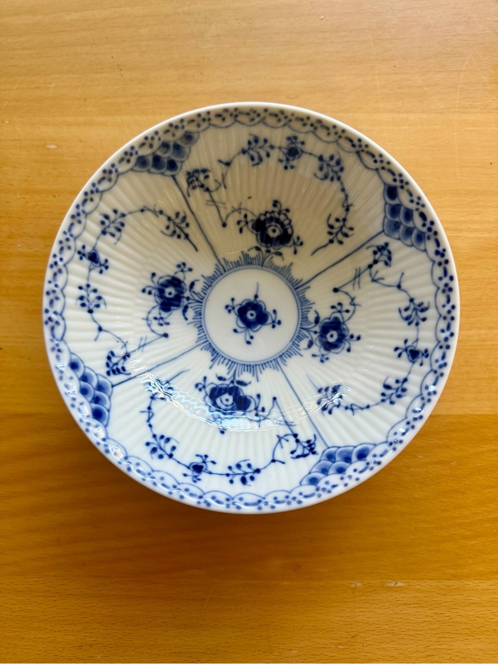 Royal Copenhagen Porcelain “Half Lace” Fluted Coupe Cereal Bowl